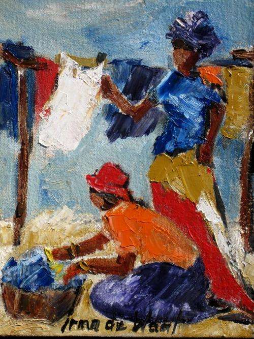 "Washday" Original oiI by IRMA DE WAAL Hang as is!!