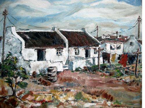 "Kassiesbaai Arniston" 600x 500mm! Original oil by IRMA DE WAAL Hang as is!!