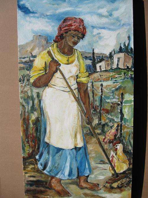 "Sweeping the Yard" 800 x 400mm Special!! IRMA DE WAAL