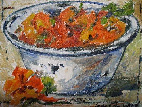 "Geraniums"  Original oil by IRMA DE WAAL