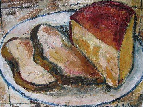 "Bread and Cheese"  Original oil by IRMA DE WAAL