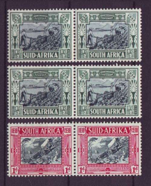 Union - 1938 Voortrekker Cent. Selection of 3 Mint Pairs