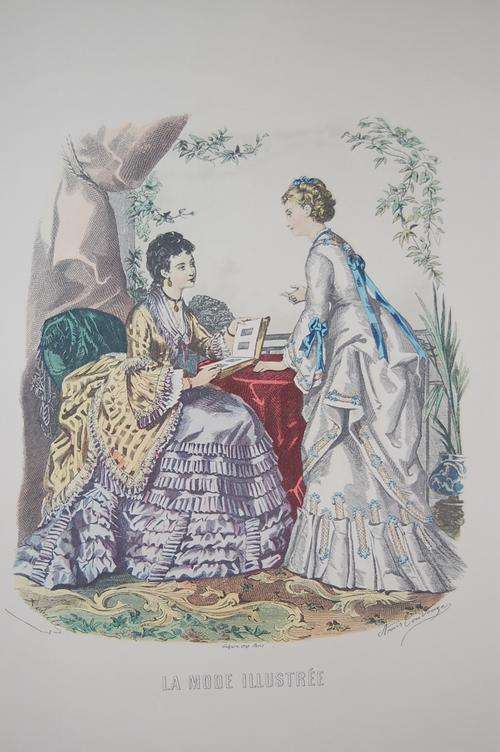 Hand colored French fashion plate - La Mode Illustree - Paris