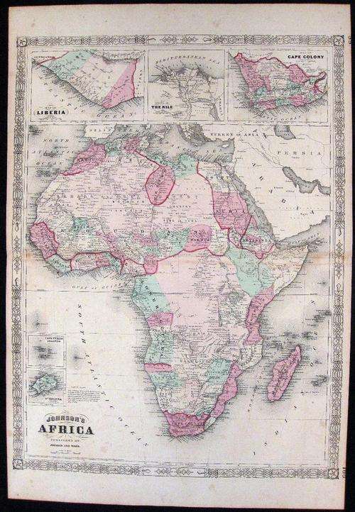 1864 Johnson's Map of Africa - Original, large and very beautiful