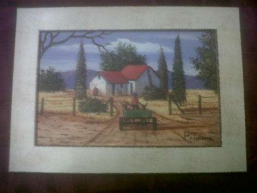 P Talane. oils on board , Farm scene 38x28cm framed