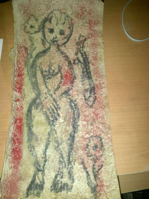 Frans Claerhout, Naked woman, Pastels and charcoal on handmade paper, 185x420mm