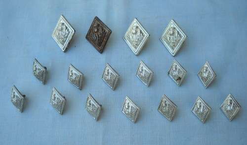 17 x VINTAGE DIAMOND SHAPE-THISTLE DESIGN-KILT JACKET BUTTONS-PEWTER-VERY GOOD CONDITION