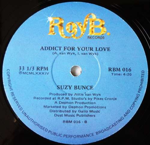 SUZY BUNCE - HOT FOR YOU / ADDICT FOR YOUR LOVE - 12" MAXI - SOUTH AFRICA - 1984 - EXC / VG