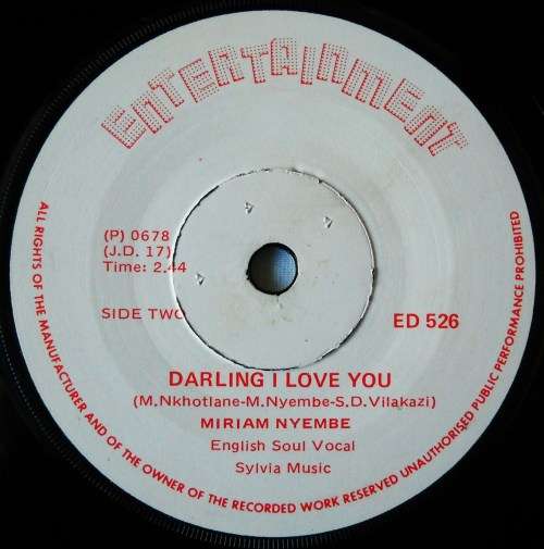 MIRIAM NYEMBE - I LOVE MY MOTHER, I LOVE MY FATHER - 7 SINGLE 45 - SOUTH AFRICA - EXC UNPLAYED