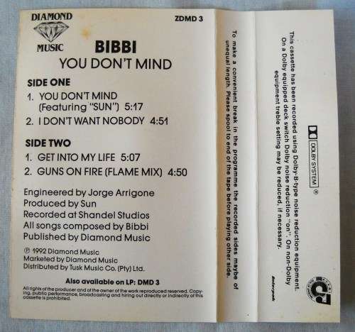 BIBBI - YOU DON'T MIND - CASSETTE TAPE - SOUTH AFRICA - VG