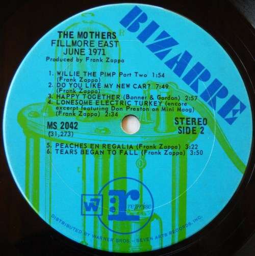 FRANK ZAPPA / THE MOTHERS - FILLMORE EAST-JUNE 1971 - LP - USA - VG+ / EXC