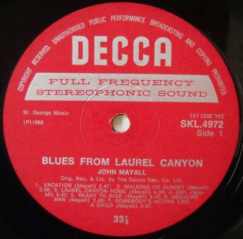 JOHN MAYALL - BLUES FROM LAUREL CANYON - LP - UK - VG / VG