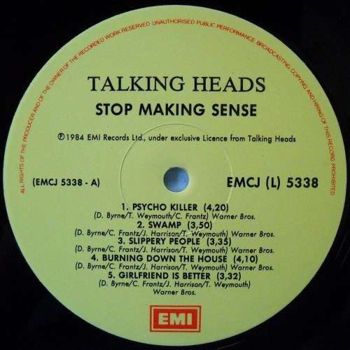 TALKING HEADS - STOP MAKING SENSE  -  LP - SOUTH AFRICA  - EXC / EXC - WITH INNER