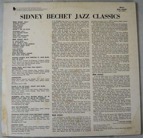 SIDNEY BECHET - JAZZ CLASSICS WITH BUNK JOHNSON - LP - UK - EXC / VG+