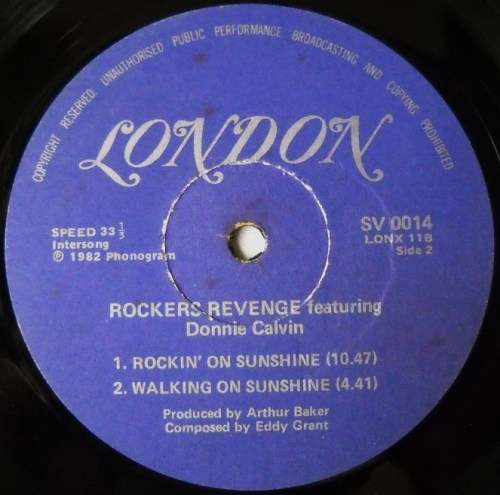 ROCKERS REVENGE - WALKING ON SUNSHINE - 12" MAXI - SOUTH AFRICA - EXC / VG+