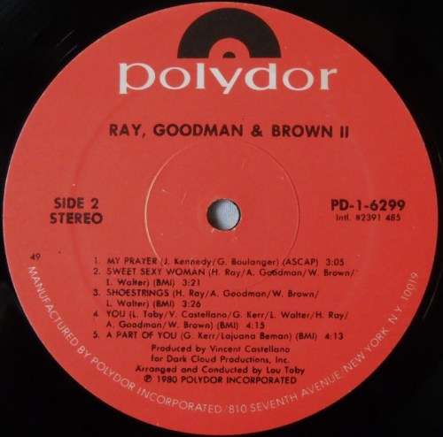 RAY, GOODMAN & BROWN - II - LP - USA - VG / VG  - WITH ORIG. LYRICS INNER SLEEVE