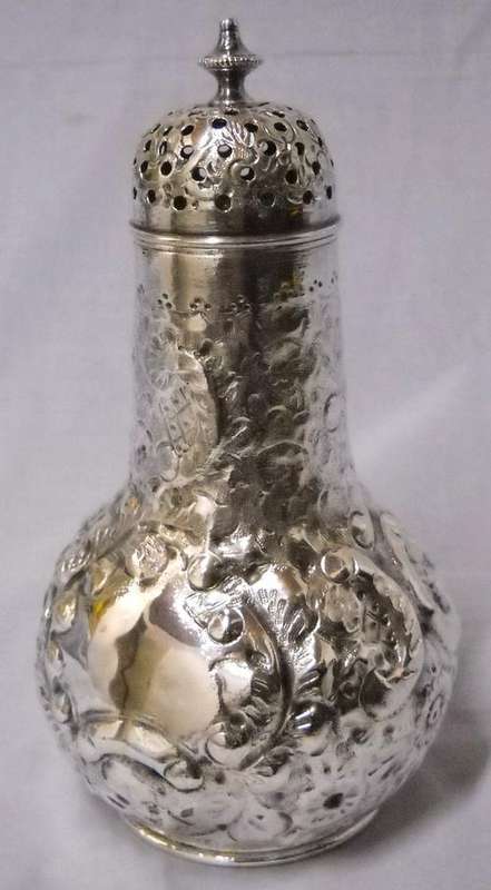 SILVER PLATE-ART NOUVEAU-ANTIQUE-SUGAR SHAKER /SIFTER-LARGE 18 CM-EXCELLENT CONDITION