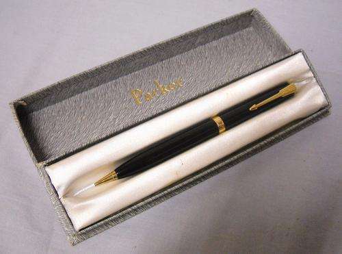 PARKER-Black & Gold Filled Pencil-JEWEL END-EXCELLENT CONDITION