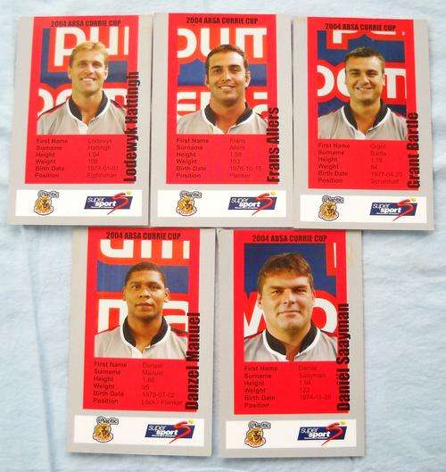 5 x 2004 RUGBY CURRIE CUP CARDS-PUMAS-EXCELLENT CONDITION