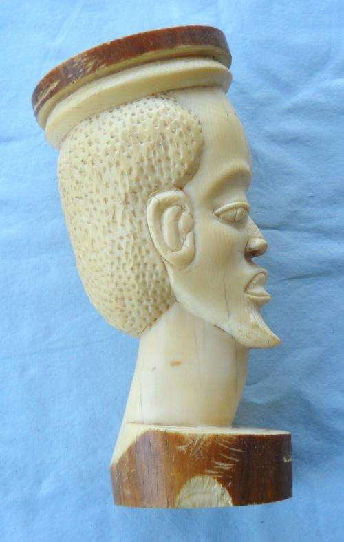 IVORY Horn /Tusk CARVING-African Head 1200g-LOVELY CONDITION