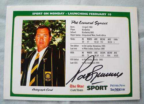 PAT SYMCOX-CRICKET-SIGNED AUTOGRAPH CARD-EXCELLENT CONDITION