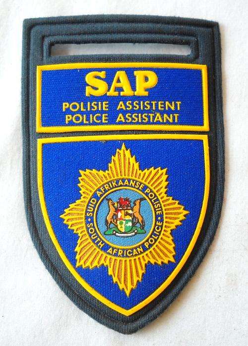 SAP-POLICE ASSISTANT-RUBBERISED TUPPERWARE SHOULDER BADGE-SOUTH AFRICA-GREAT CONDITION