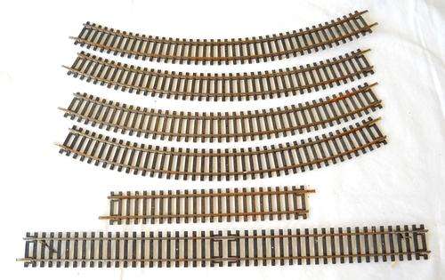 HORNBY-ASSORTMENT OF 6 STRAIGHT AND CURVED TRAIN RAILS-HO-VERY GOOD CONDITION