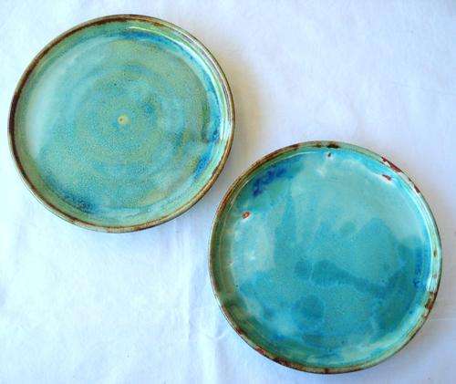 LINNWARE-2 x PLATES-16 CM WIDE-BLUE-EXCELLENT CONDITION