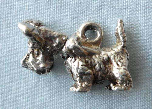 SILVER DOG CHARM-SCHNAUSER-VINTAGE-STERLING 925-LOVELY-NODDING HEAD