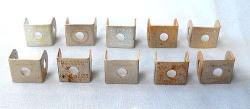 MECCANO-10 X DOUBLE BRACKET-1 HOLE-BOXED-# 11-VERY GOOD CONDITION
