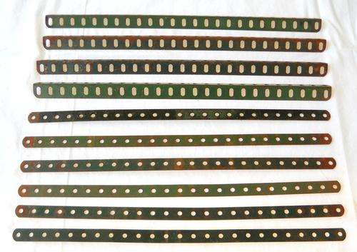 MECCANO-10 ASSORTED PIECES-GREEN-VERY GOOD CONDITION