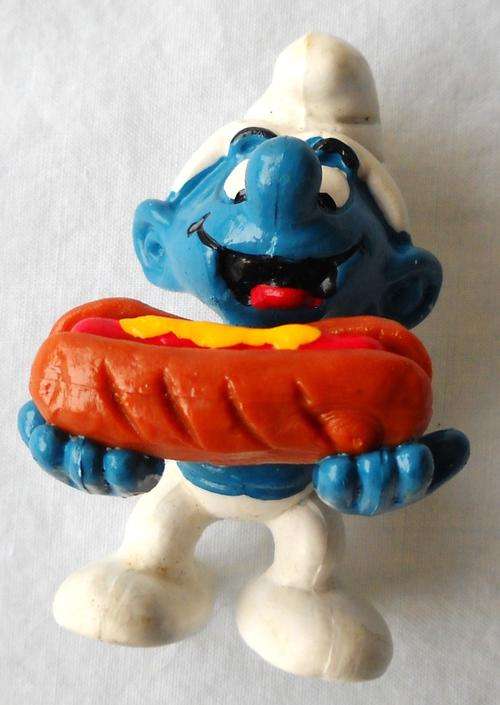 HOT DOG SMURF 1983 SCHLEICH PEYO-EXCELLENT CONDITION