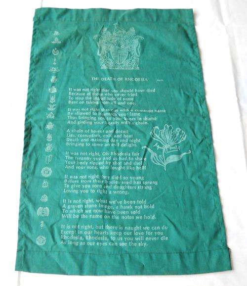 THE DEATH OF RHODESIA-c1980-HANGING WALL PENNANT-31 CM x 52 CM-VERY GOOD CONDITION