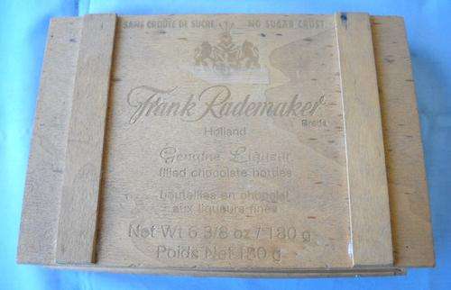 FRANK RADEMAKER-HOLLAND-LIQUEUR CHOCOLATES-EMPTY WOODEN BOX ONLY-21 CM LONG-VERY GOOD CONDITION