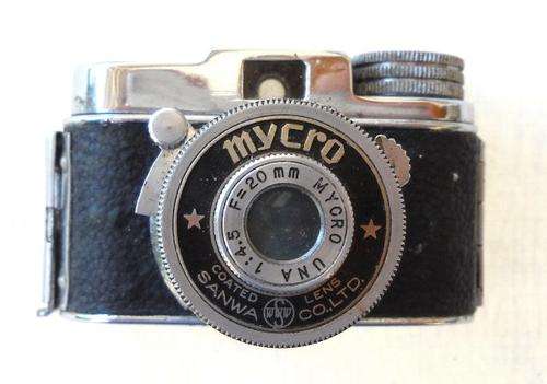 MYCRO-MINI / SUBMINIATURE SPY CAMERA-1940s-WW2-IN LEATHER POUCH-VERY GOOD CONDITION