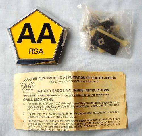 AA SOUTH AFRICA-AUTOMOBILE ASSOCIATION-CAR BADGE-EXCELLENT UNUSED CONDITION