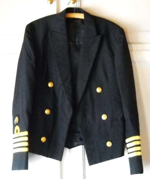 SOUTH AFRICAN NAVY-LINED DOUBLE BREASTED JACKET / BLAZER-1970's-SMALL SIZE-EXCELLENT CONDITION