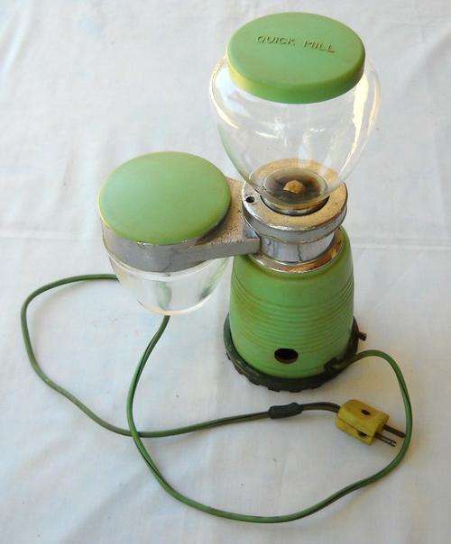 ITALIAN MADE-COFFEE GRINDER-GREEN-1960's-OMRE MONZA-QUICK MILL-VERY GOOD COSMETIC CONDITION