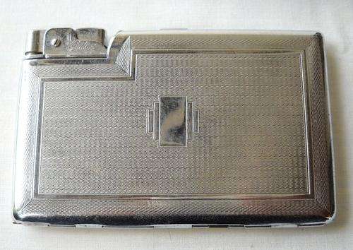 WINDSOR CIGARETTE CASE & LIGHTER COMBINATION-CHROME FINISH-VERY GOOD CONDITION