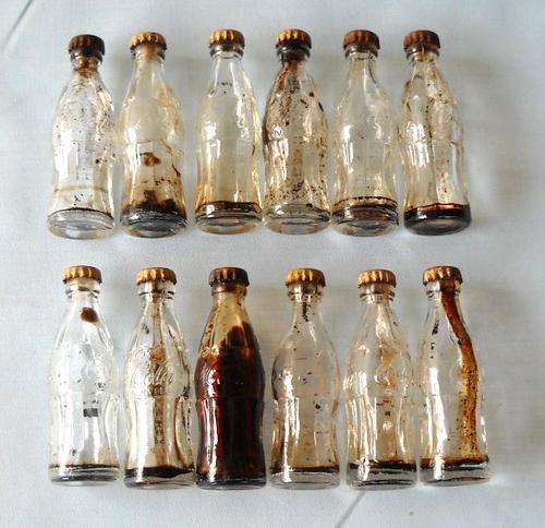 12 x MINIATURE COCA COLA GLASS BOTTLES-EXCELLENT CONDITION