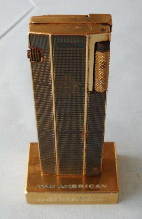 CYGNUS PROMOTIONAL DESK LIGHTER-PAN AMERICAN-REFILLABLE BUTANE-VERY GOOD CONDITION