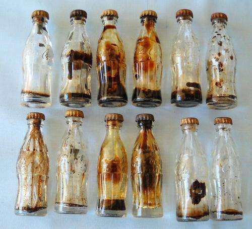 12 x MINIATURE COCA COLA GLASS BOTTLES-EXCELLENT CONDITION