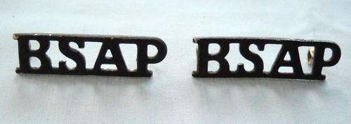 2 X RHODESIA-BSAP COLLAR TITLES-BLACKENED-ANODISED-EXCELLENT CONDITION