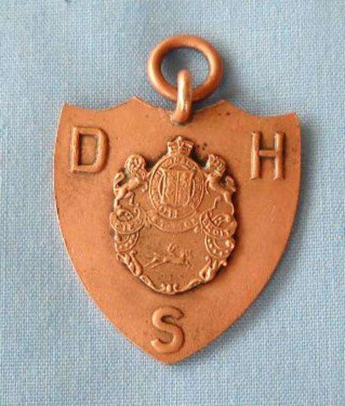 DURBAN HIGH SCHOOL-DHS-BADGE PENDANT-PREFECT BADGE-COPPER-EXCELLENT CONDITION