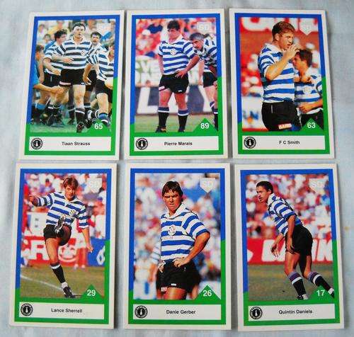 6 x 1992 WESTERN PROVINCE CARDS-RUGBY SPORTS DECK- CURRIE CUP SERIES-EXCELLENT CONDITION-STORMERS