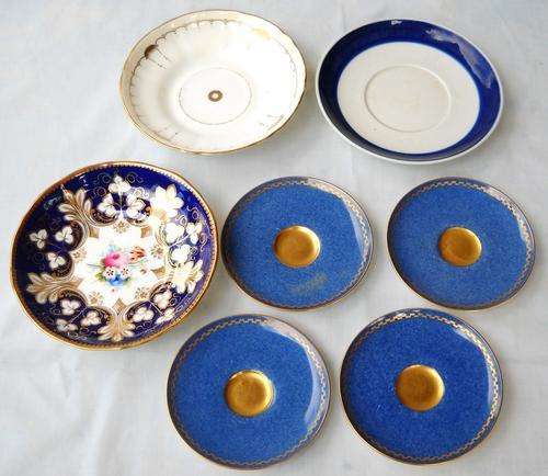 7x BLUE AND GOLD-ODD SAUCERS -GOOD CONDITION-4x ROYAL WORCESTER