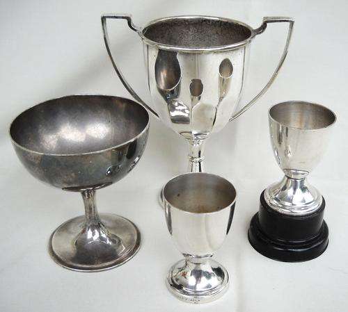 4x SILVER PLATE TROPHIES-GREAT CONDITION