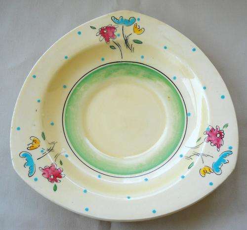 CLARICE CLIFF-Bon Jour-Triangular Saucer-Art Deco-EXCELLENT CONDITION