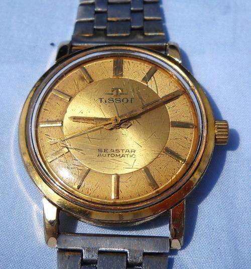 TISSOT SEASTAR AUTOMATIC MENS WATCH-1965-WORKING-GOLD PLATED with S/STEEL BACK