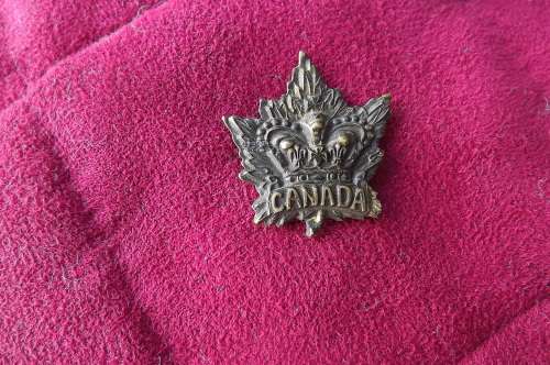 WW2-Maple leaf collar badge from 1st Canadian Army.Blackened brass with 2 lugs.